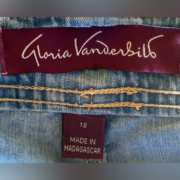 GLORIA VANDERBILT denim blue peddle pushers cargo style snap pockets size 12 - Picture 2 of 15